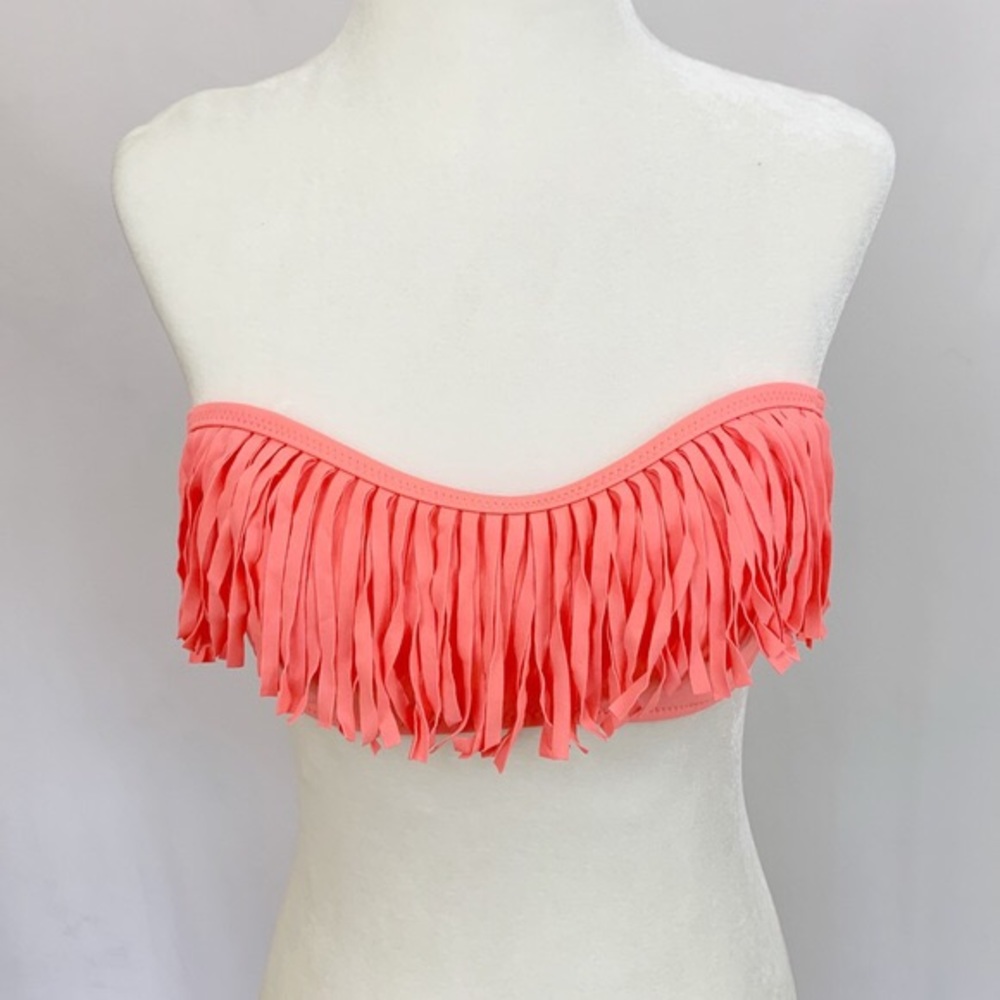 American Eagle Fringe Swim Top XS Coral